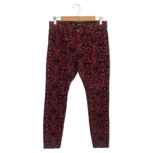 BDG Women's Highrise Cigarette Ankle Jeans Size 29 Wine Red Black Gothic Print